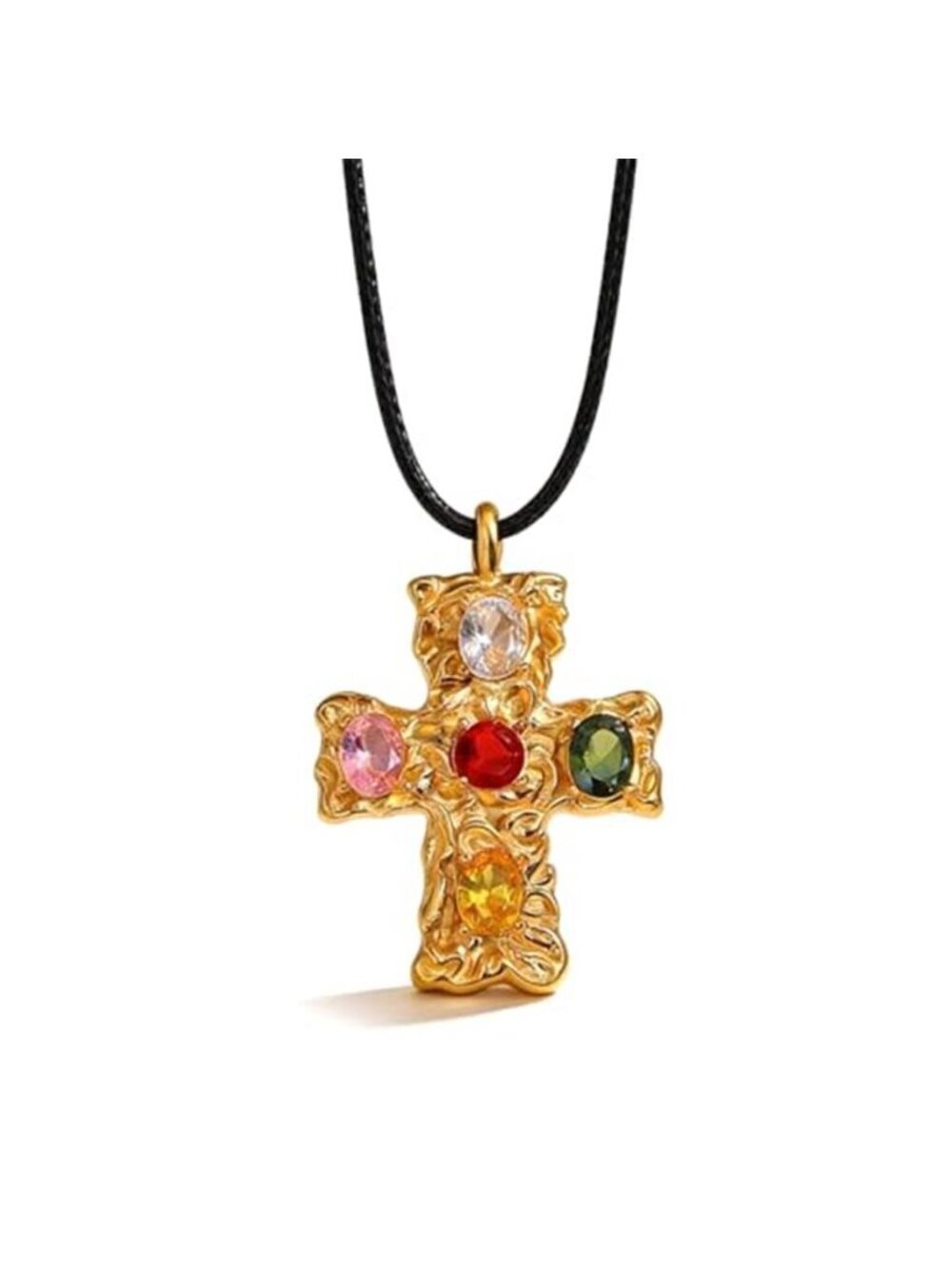 Chunky Gold Cross Necklace Boho